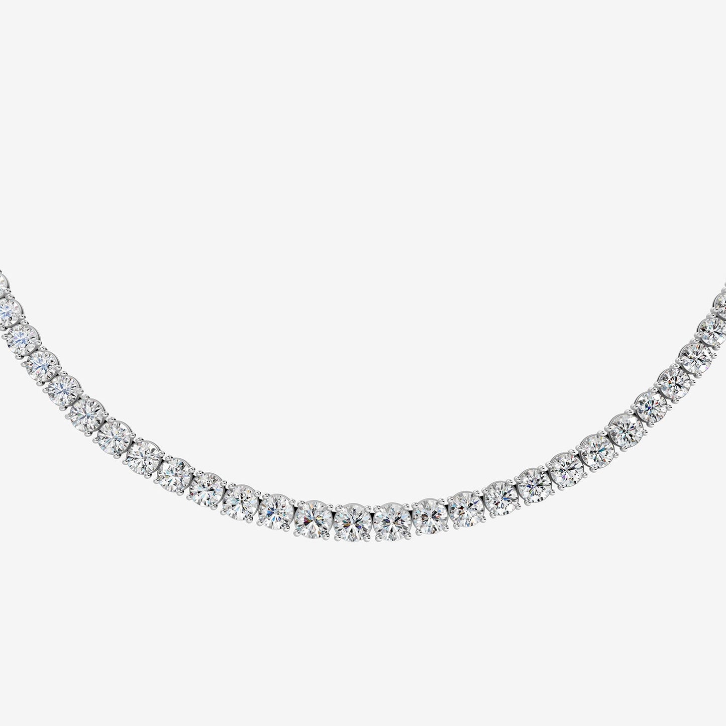 Graduated Classic 10 Carat Tennis Necklace in 18K White Gold