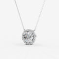 Halo Round Solitaire Pendant in 18K White Gold