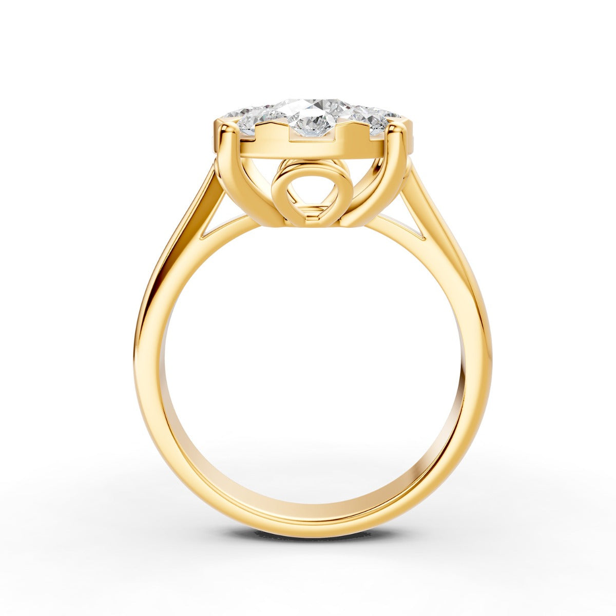 Mirage Round 2 Ct Look Diamond Engagement Ring in 18K Yellow Gold