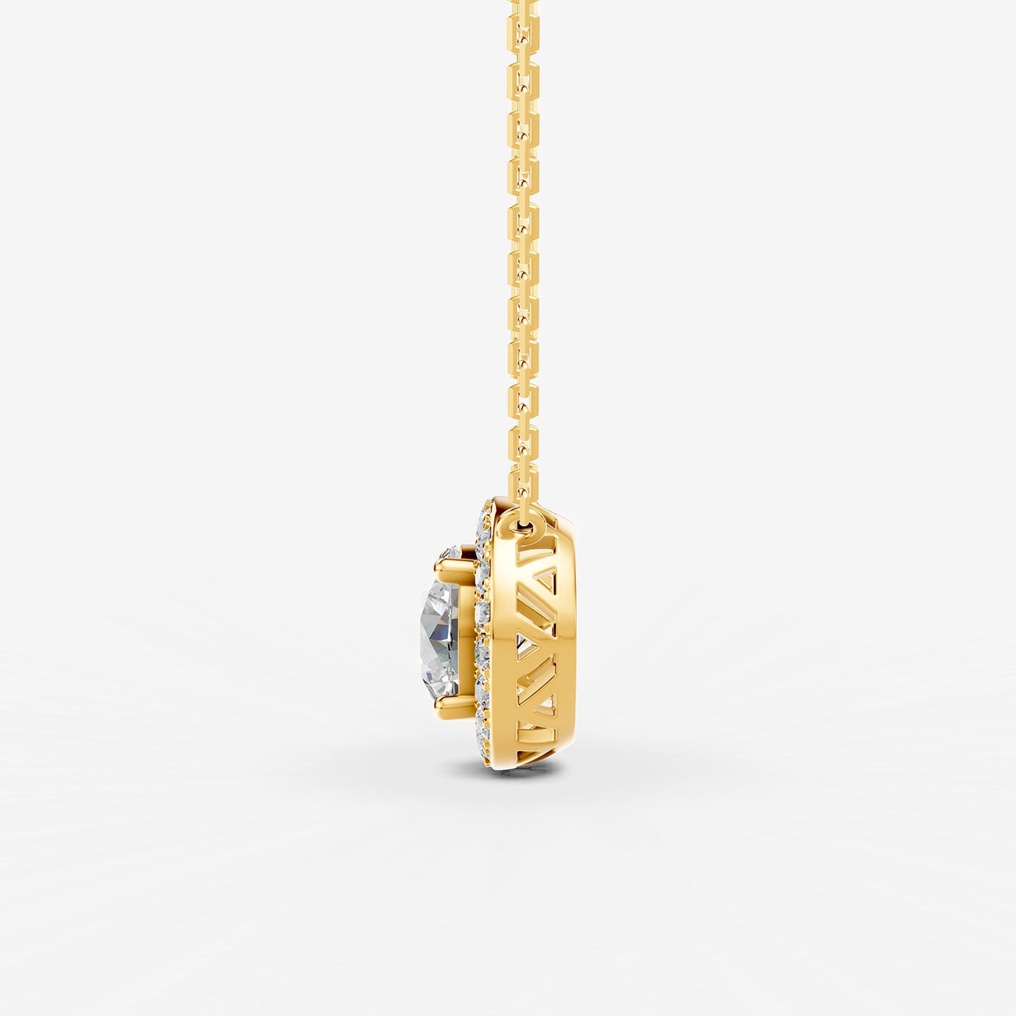 Halo Round Solitaire Pendant in 18K Yellow Gold