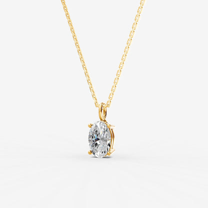 Classic Oval Solitaire Pendant in 18K Yellow Gold