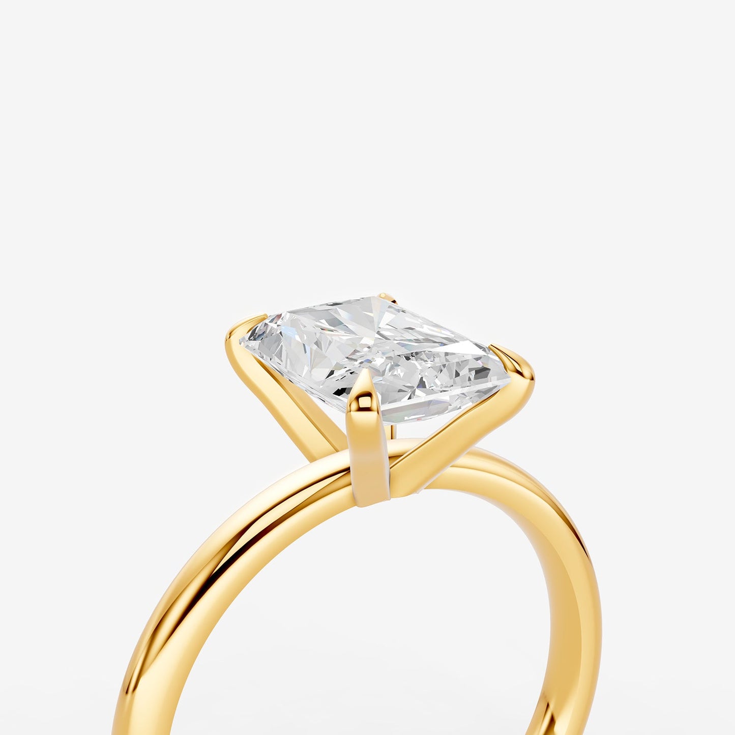 Classic Radiant Solitaire Ring in 18K Yellow Gold