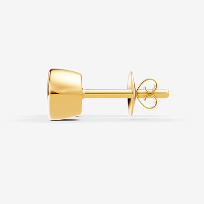 Bezel Round Solitaire Earrings in 18K Yellow Gold