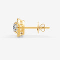 Halo Round Solitaire Earrings in 18K Yellow Gold