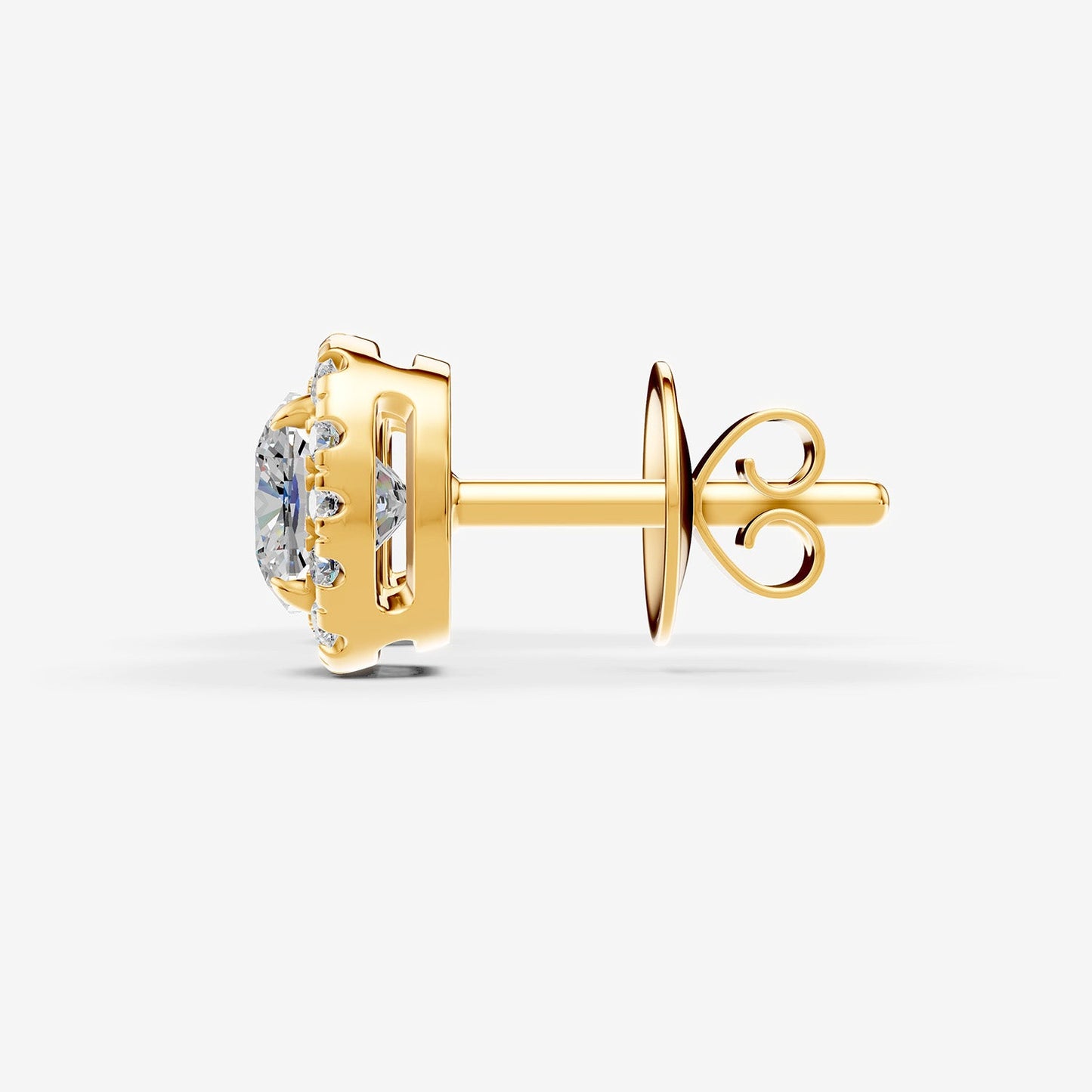 Halo Cushion Solitaire Earrings in 18K Yellow Gold