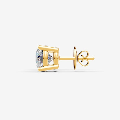 Classic Round Solitaire Earrings in 18K Yellow Gold