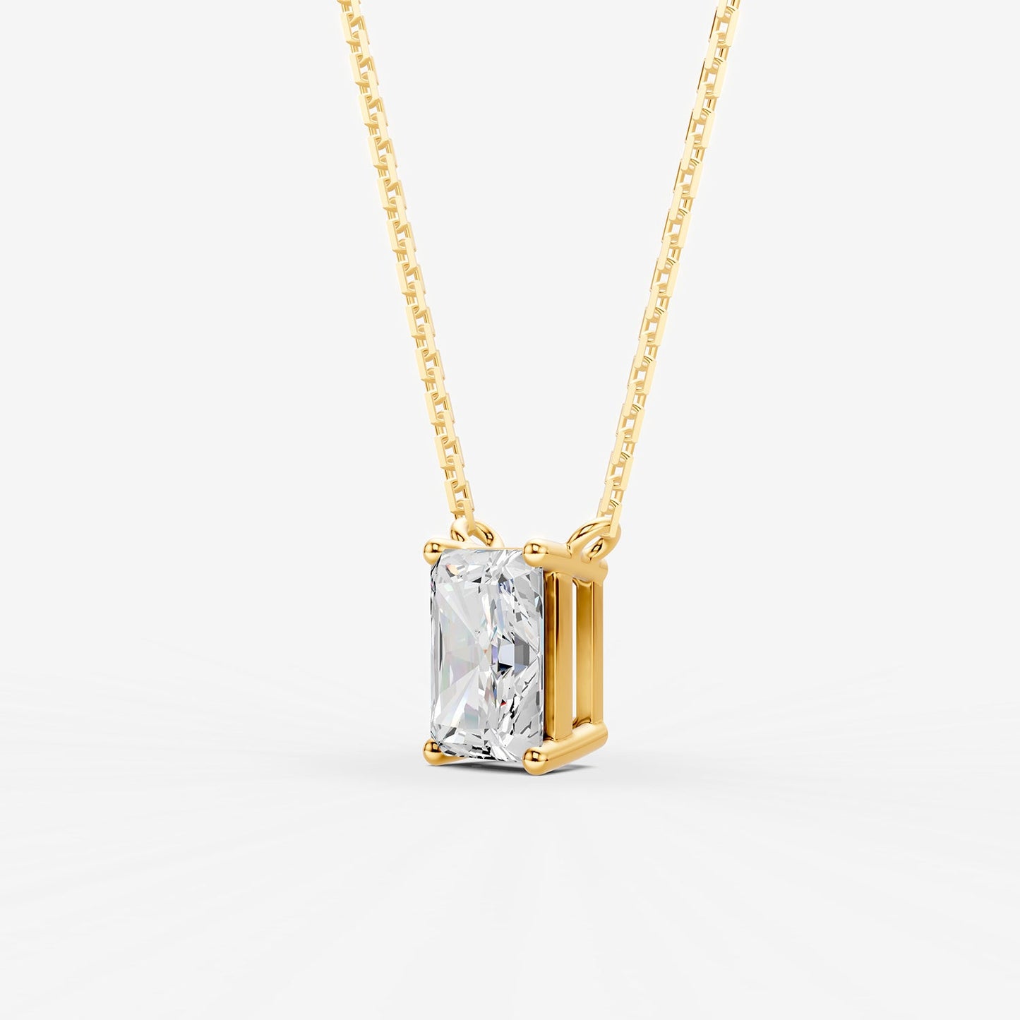 Classic Radiant Solitaire Pendant in 18K Yellow Gold