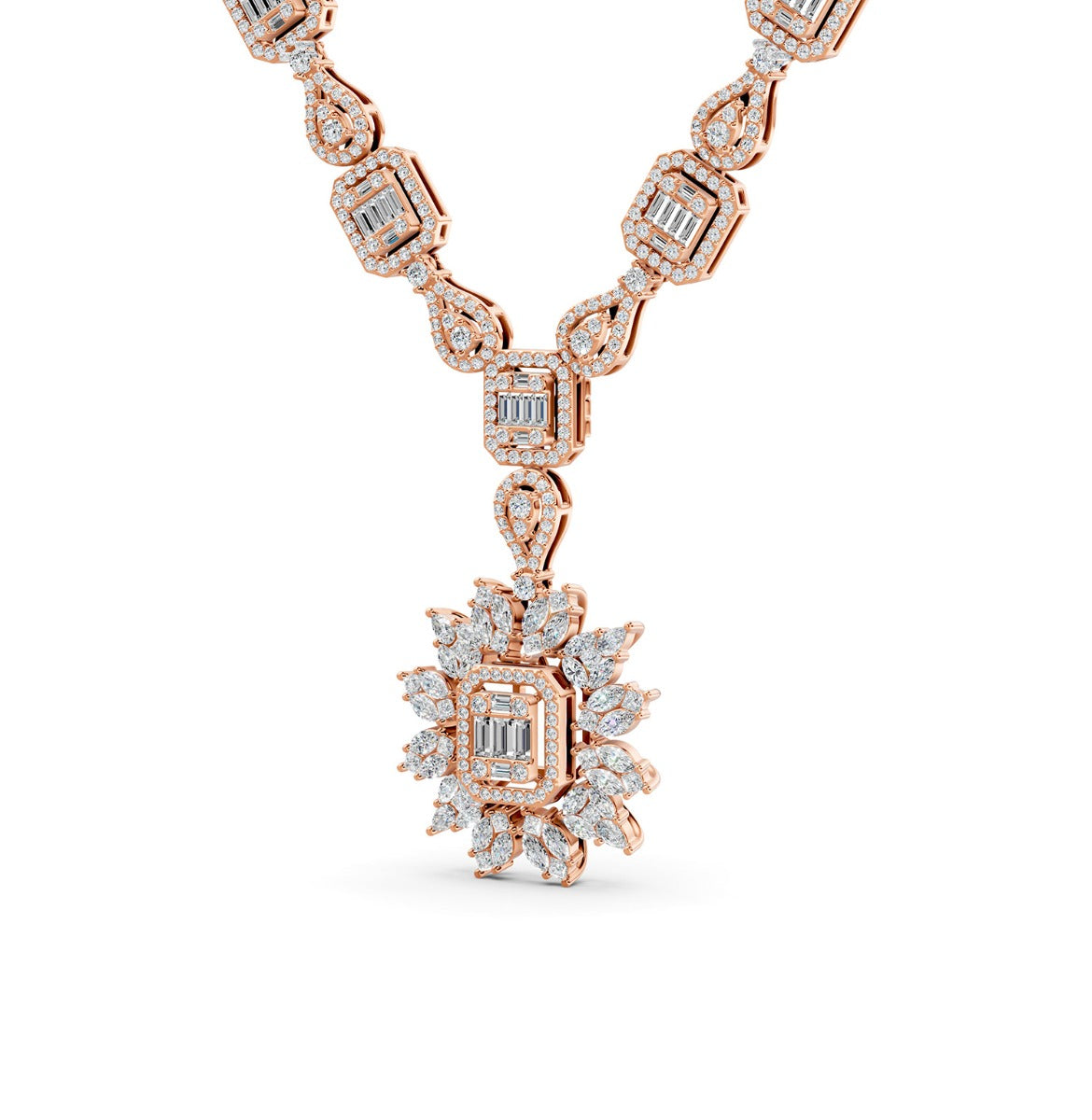Red Carpet Rose Gold Diamond Sunburst Necklace