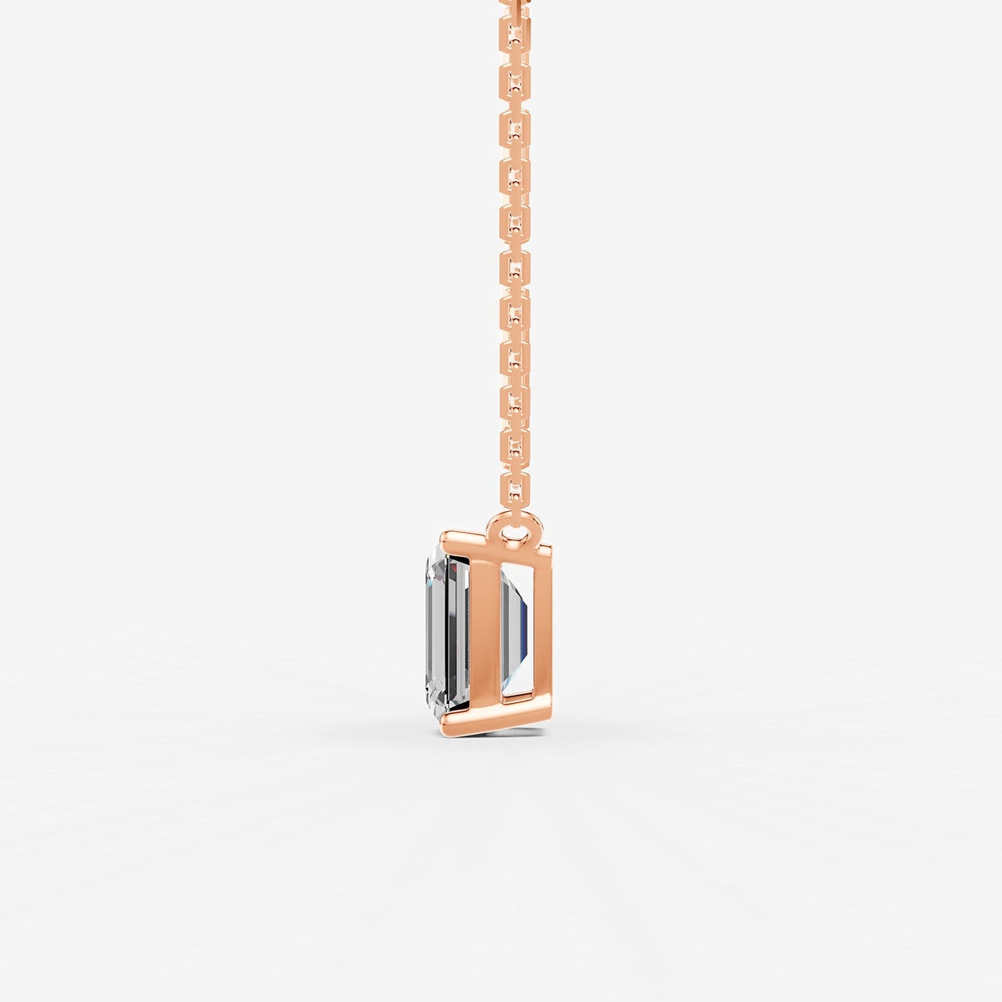 Classic Emerald Solitaire Pendant in 18K Rose Gold