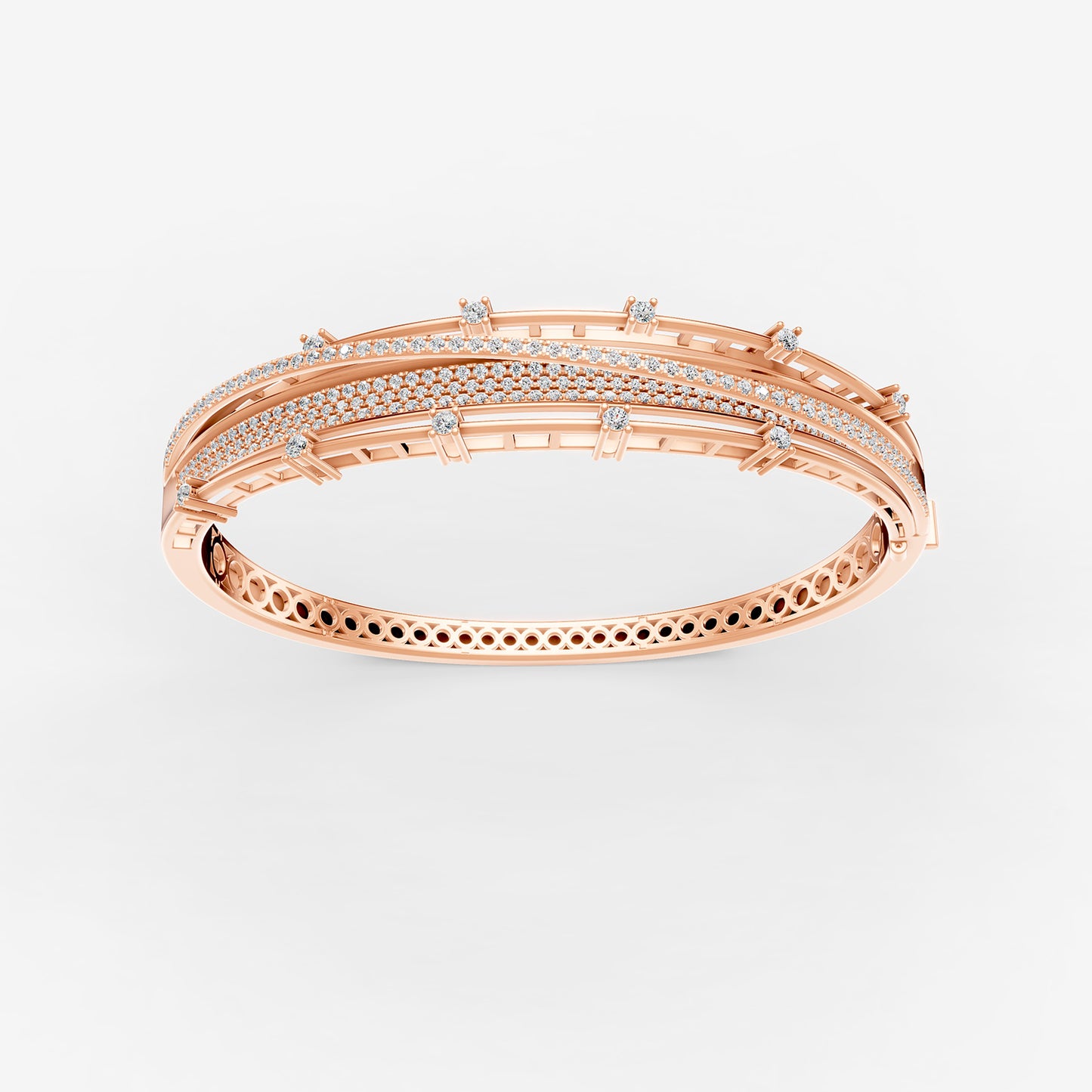 18K Rose gold Bangle set in Pave setting diamonds