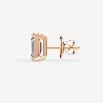 Classic Emerald Solitaire Earrings in 18K Rose Gold