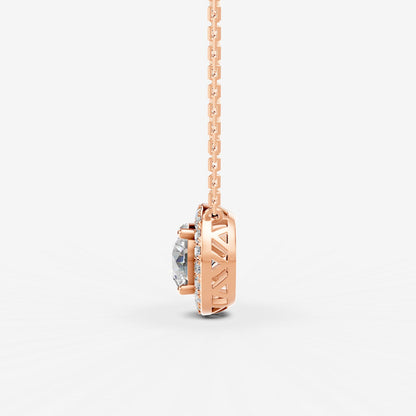 Halo Round Solitaire Pendant in 18K Rose Gold
