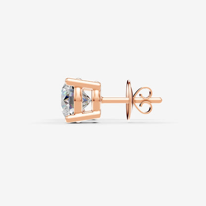 Classic Round Solitaire Earrings in 18K Rose Gold