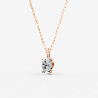 Classic Oval Solitaire Pendant in 18K Rose Gold