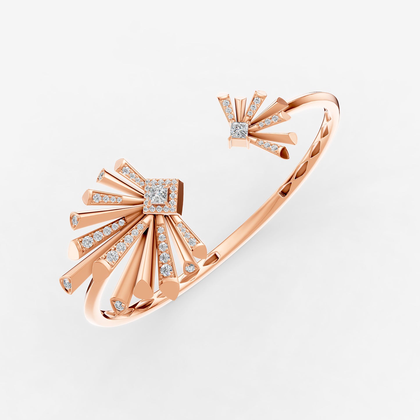 Carine Twin Starburst Diamond Bangle - Large