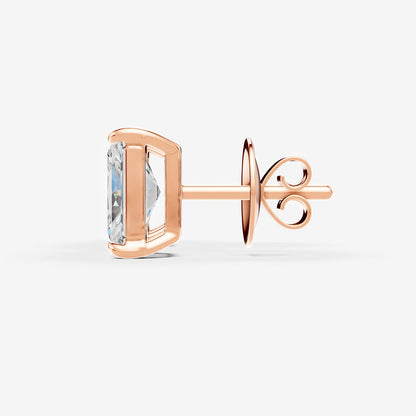 Classic Radiant Solitaire Earrings in 18K Rose Gold
