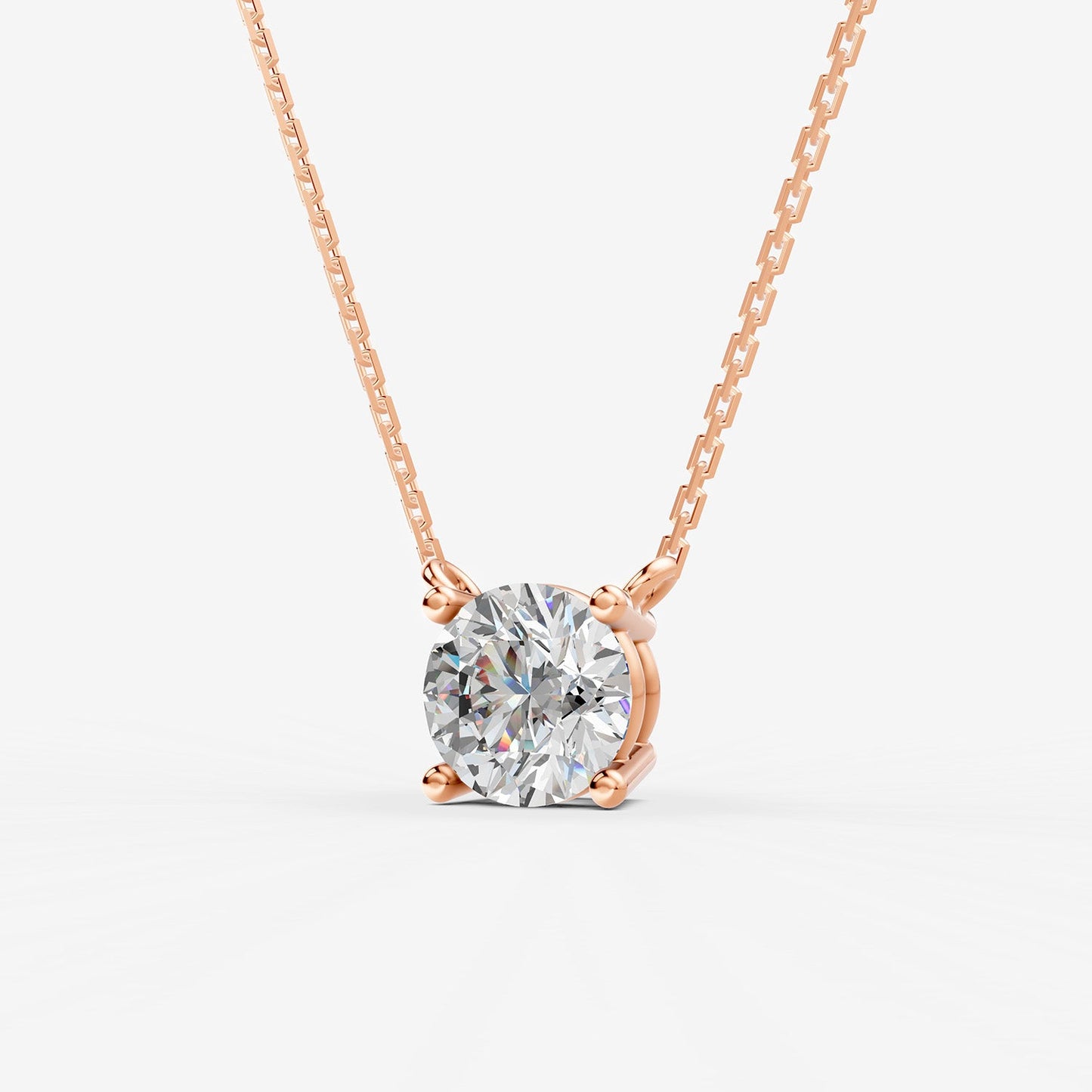 Classic Round Solitaire Pendant in 18K Rose Gold