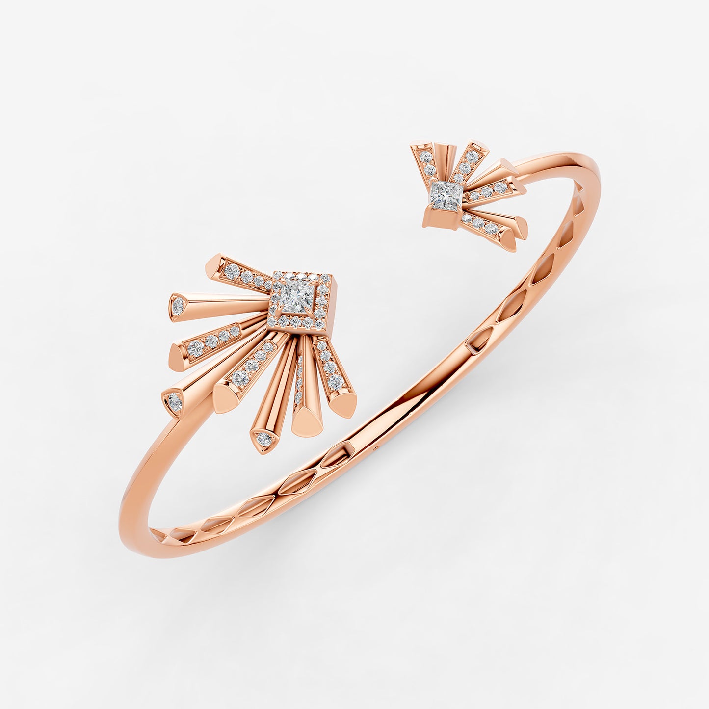 Carine Twin Starburst Diamond Bangle - Regular