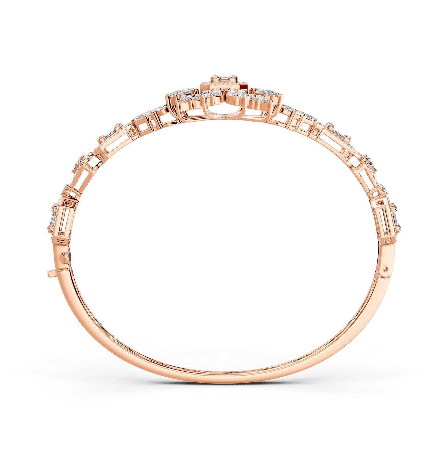 Red Carpet Diamond Flower Bangle 18K Rose Gold