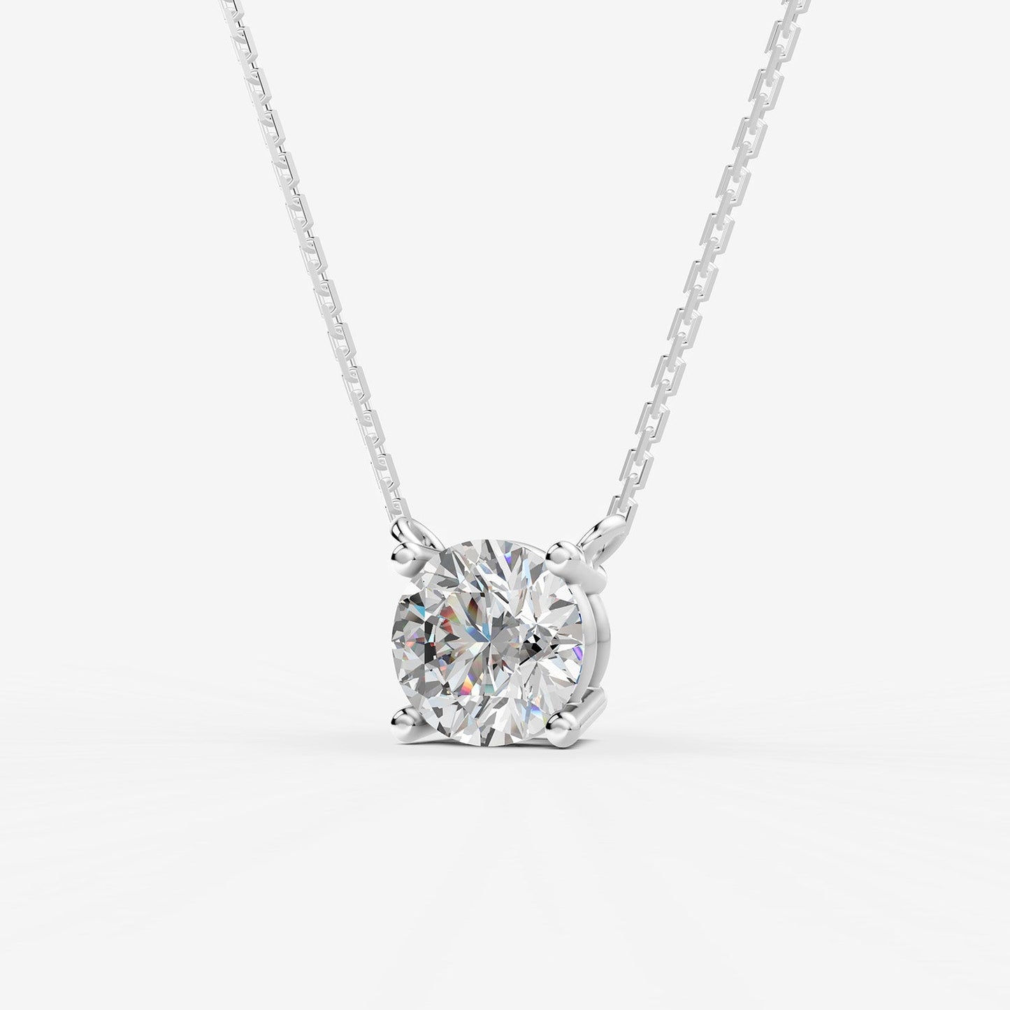 Classic Round Solitaire Pendant in 18K White Gold