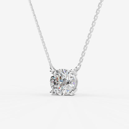 Classic Round Solitaire Pendant in 18K White Gold