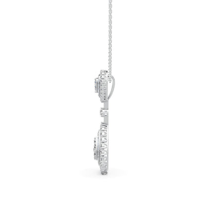 Mirage Large Diamond Double Pear Drop Pendant in White Gold