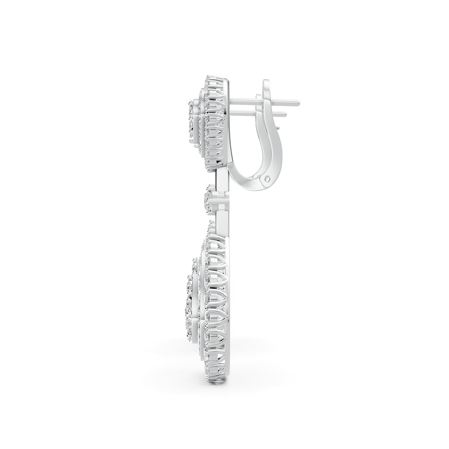 Mirage Large Diamond Pear Drop Earrings in White Gold