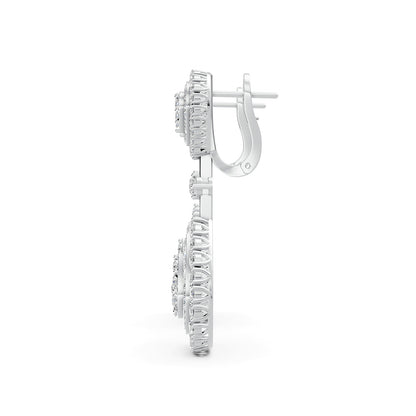 Mirage Large Diamond Pear Drop Earrings in White Gold