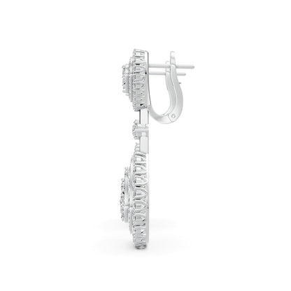 Mirage Double Pear Drop Diamond Earrings in White Gold