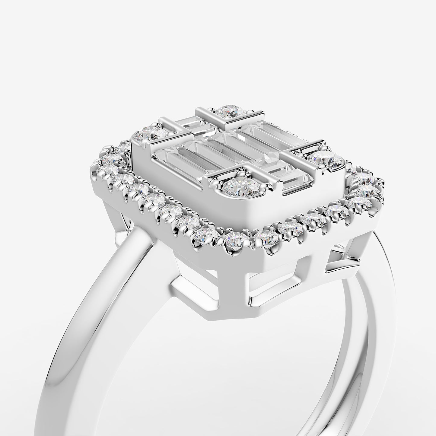 Mirage 1 Ct Look Emerald Cut Diamond Ring