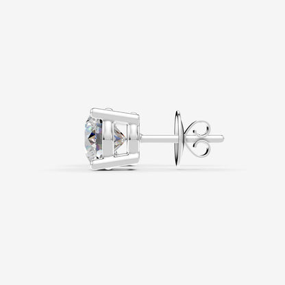 Classic Round Solitaire Earrings in 18K White Gold