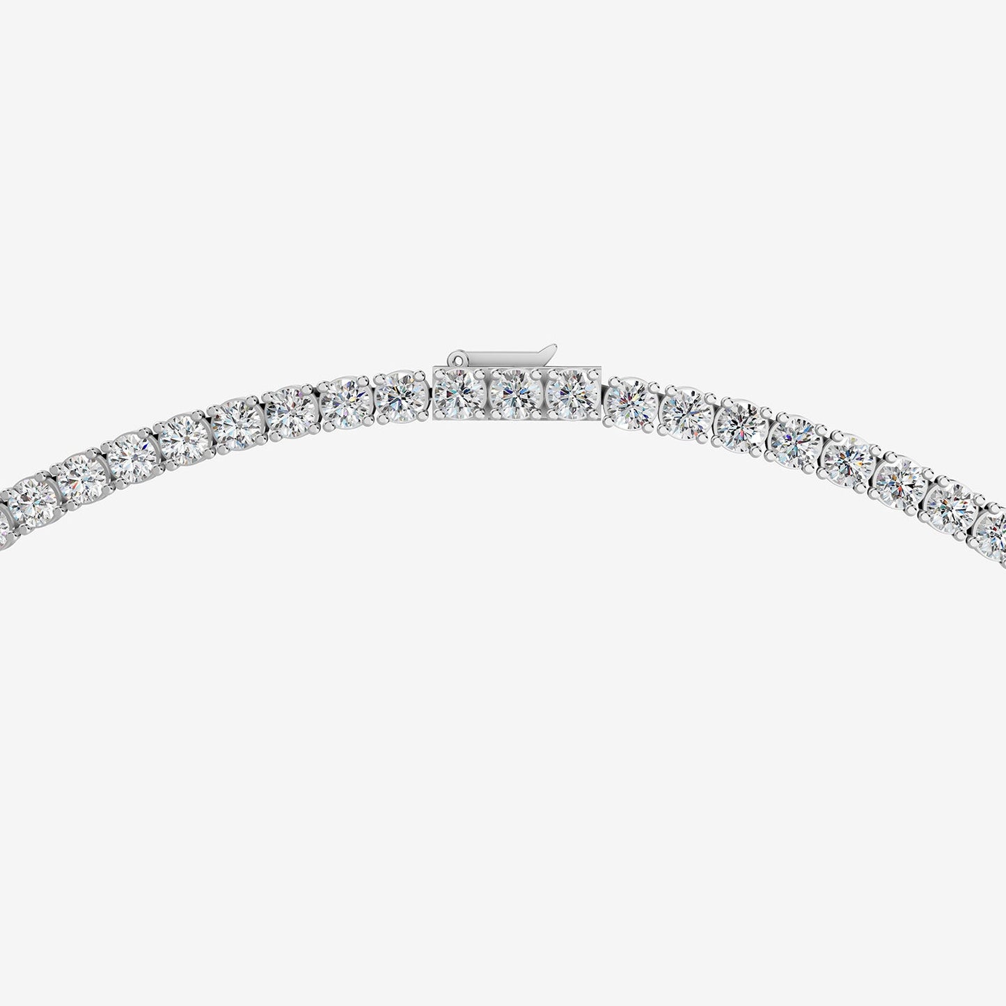 Non Graduated Classic 27 Carat Tennis Necklace in 18K White Gold