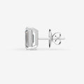 Classic Emerald Solitaire Earrings in 18K White Gold