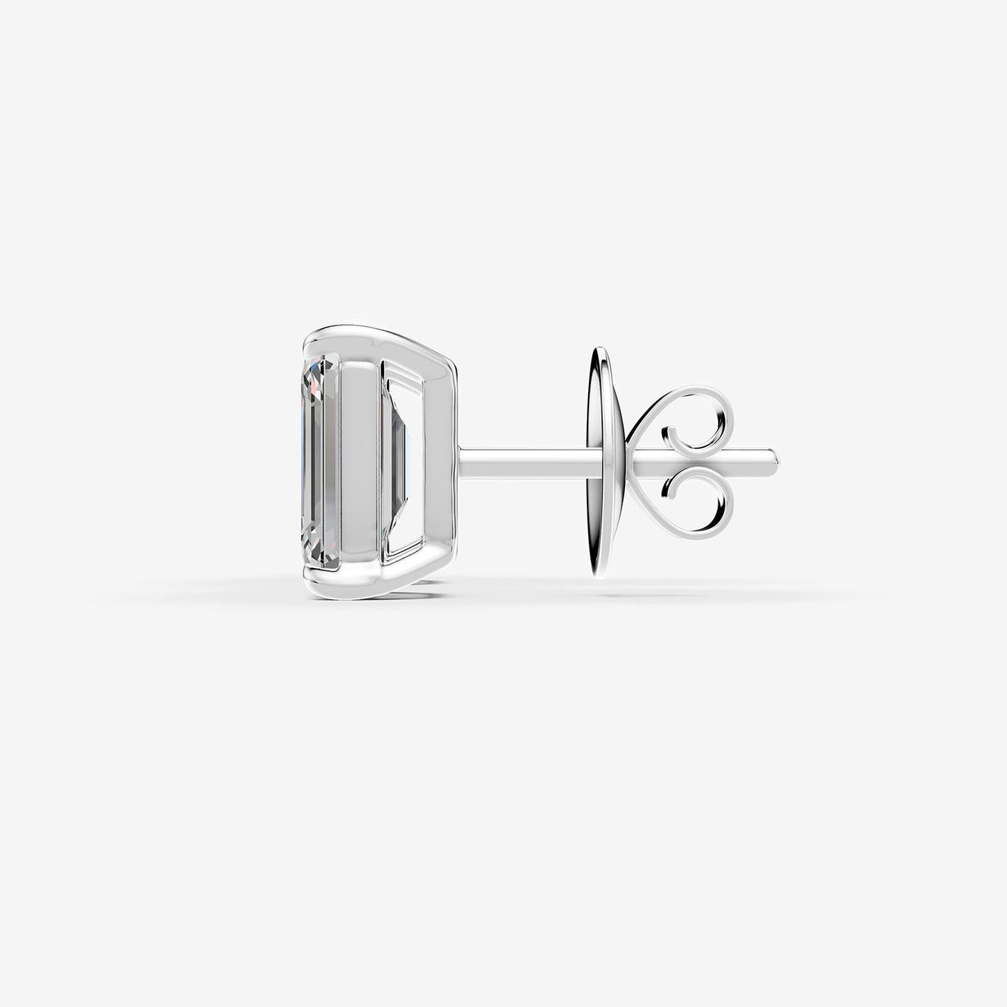 Classic Emerald Solitaire Earrings in 18K White Gold