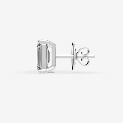 Classic Emerald Solitaire Earrings in 18K White Gold