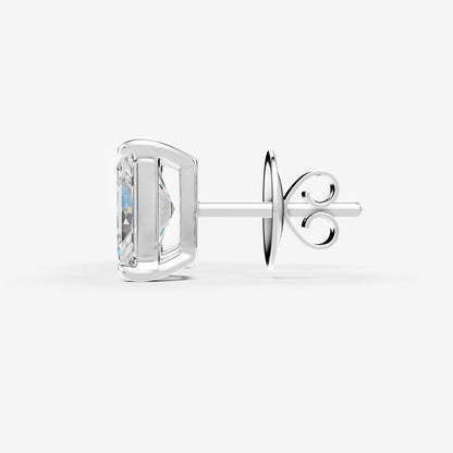 Classic Radiant Solitaire Earrings in 18K White Gold