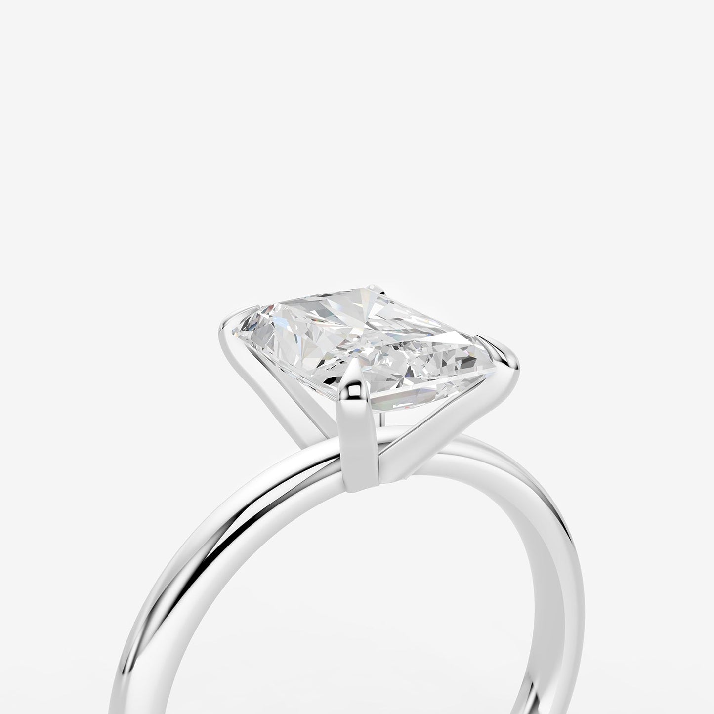 Classic Radiant Solitaire Ring in 18K White Gold