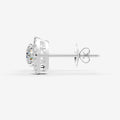 Halo Round Solitaire Earrings in 18K White Gold