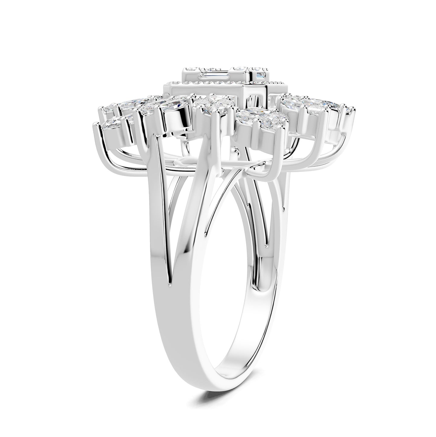 Red Carpet White Gold Diamond Sunburst Ring - Regular