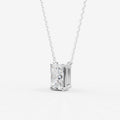 Classic Radiant Solitaire Pendant in 18K White Gold