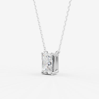 Classic Radiant Solitaire Pendant in 18K White Gold