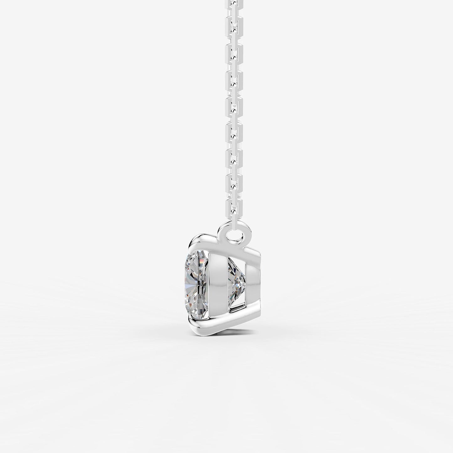 Classic Cushion Solitaire Pendant in 18K White Gold