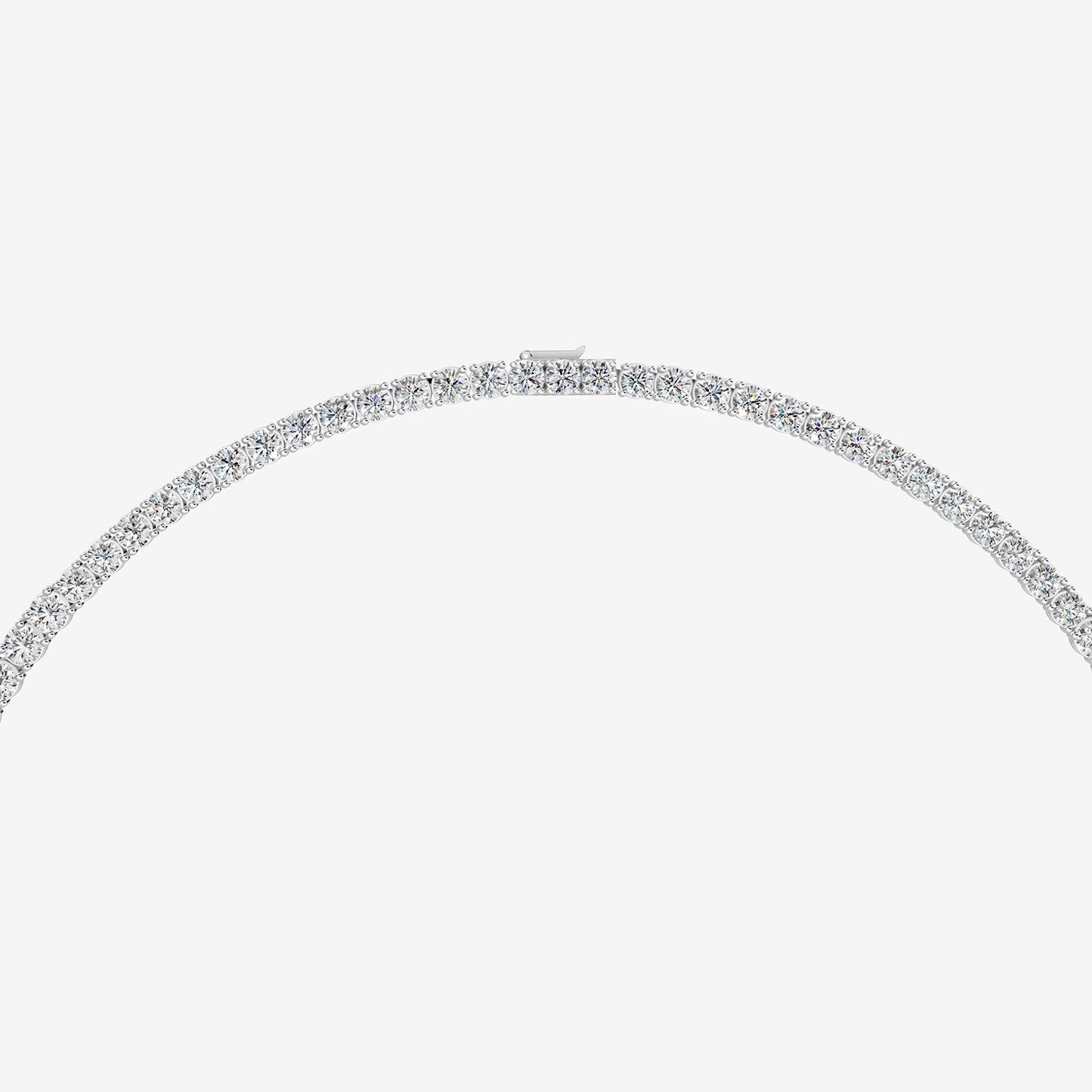 Graduated Classic 10 Carat Tennis Necklace in 18K White Gold