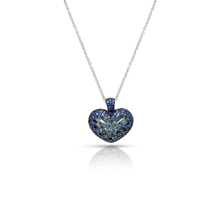 Precious Heart Shaped Blue Topaz Pendant