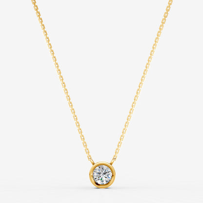 Bezel Round Solitaire Pendant in 18K Yellow Gold