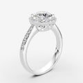 Halo Round Solitaire Ring in 18K White Gold