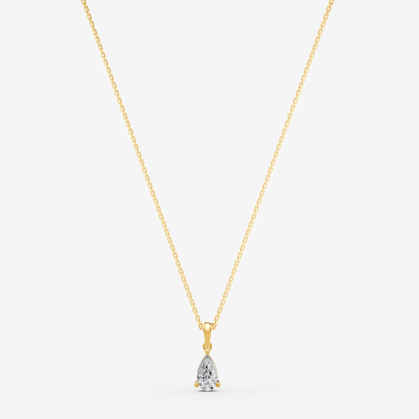 Classic Pear Solitaire Pendant in 18K Yellow Gold