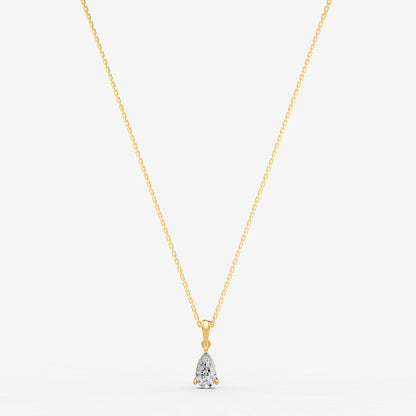 Classic Pear Solitaire Pendant in 18K Yellow Gold
