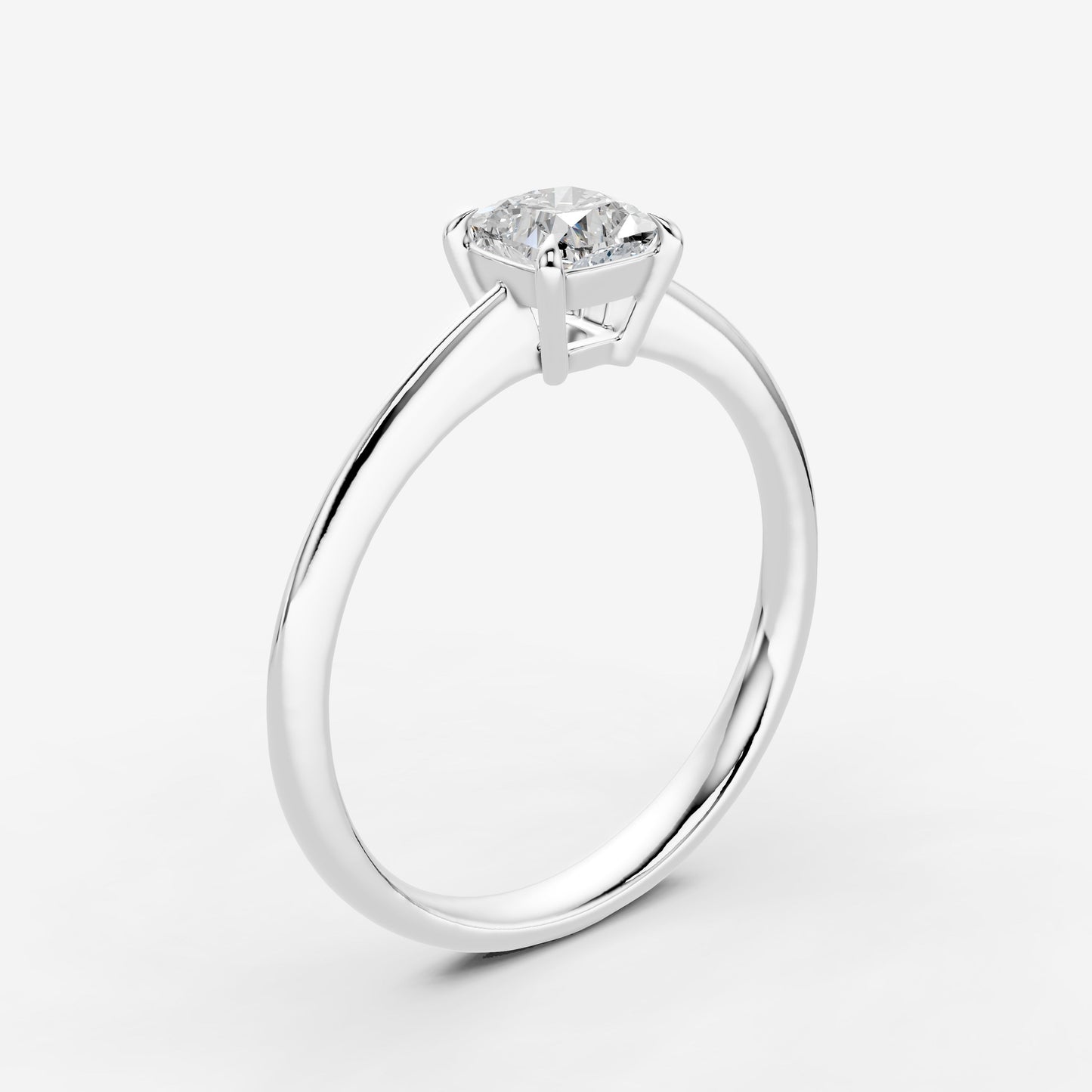 Classic Cushion Solitaire Ring in 18K White Gold