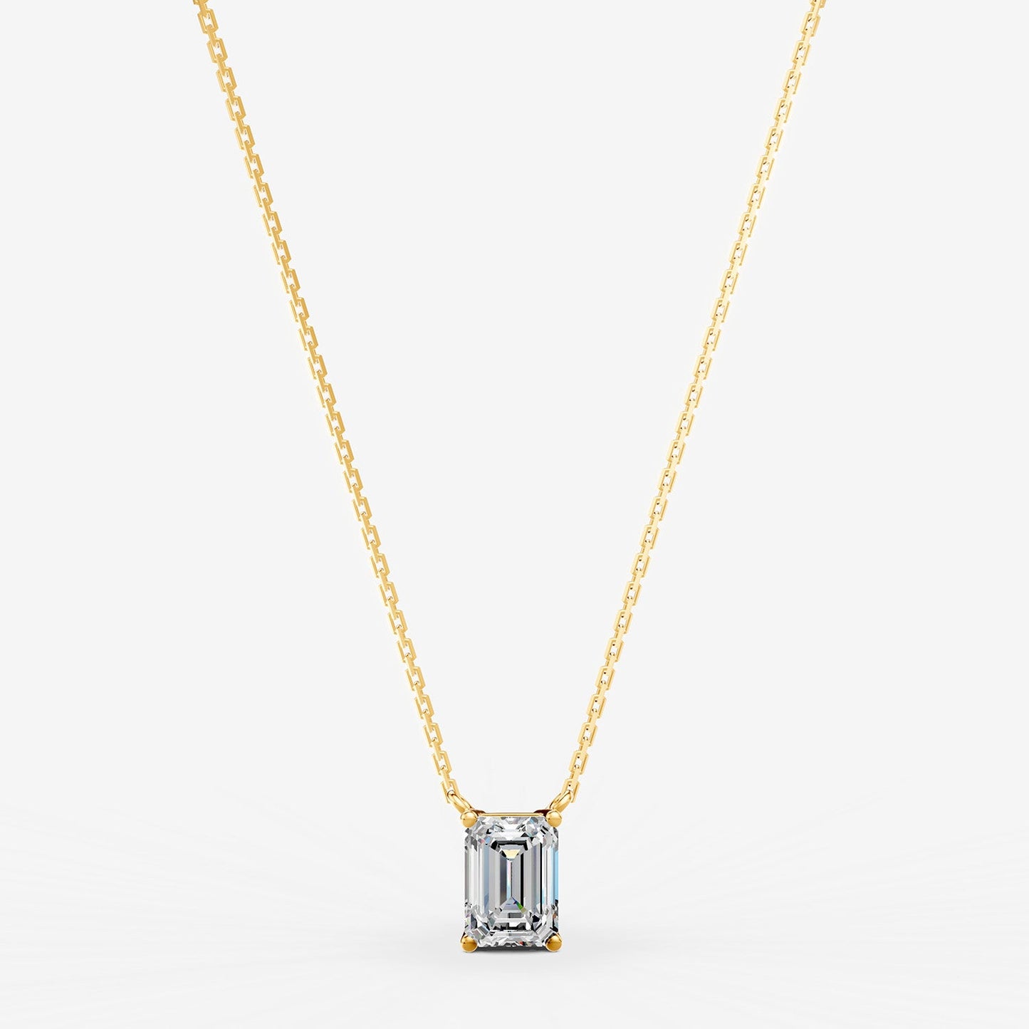 Classic Emerald Solitaire Pendant in 18K Yellow Gold